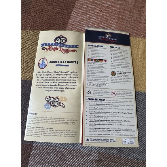 NEW Disney World Magic Kingdom 45th Anniversary October 1 2016 Park Map Poster - Picture 3 of 8